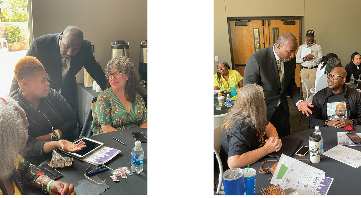 Dr. Morgan interacting with parents and staff