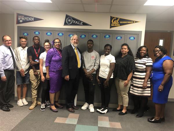  Paolo DeMaria, State Superintendent takes a picture with students from Lincoln-West