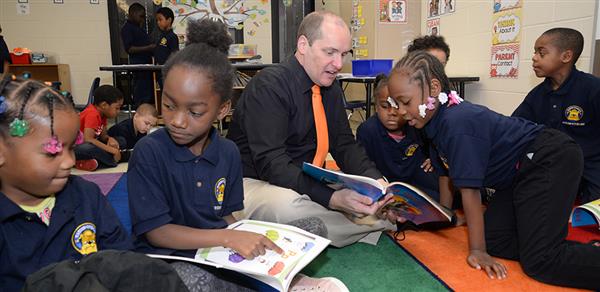 CEO reading with students 