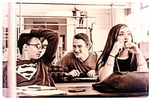 Students talking in class 