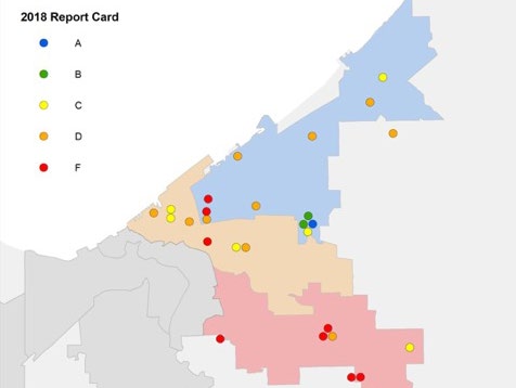 graph showing the East side has greater access to High Quality schools due to the admissions criteria schools.